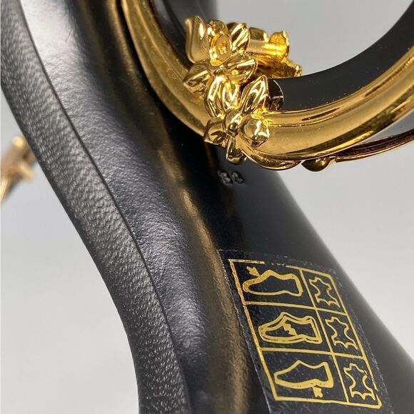 Dolce&Gabbana Sculpted-Heel Baroque DG Leather Sandals size 38 - Picture 14 of 14